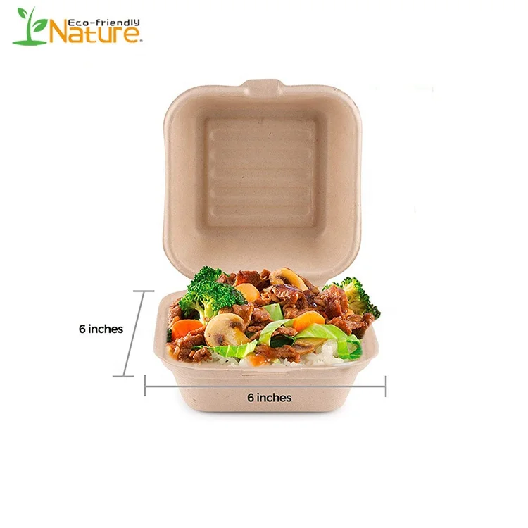 

Wholesale Biodegradable  Burger Box Bagasse Fast Food Pulp Lunch Box