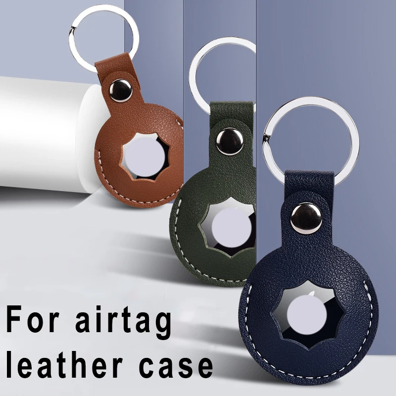 

PU for airtag case leather protective cover tracker sleeve keychain shockproof accessories for airtag case, 5 colors