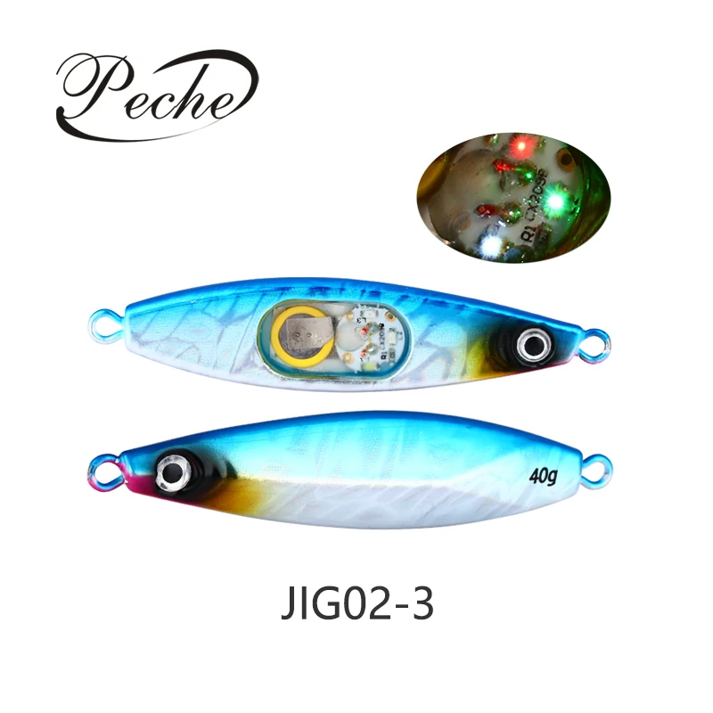 

Metal Jigs Fishing Lure 40g 60g 80g 100g 200g 250g Flashing Light Slow Pitch Jigs Lure Lead Casting Bait LED Glow Jigging Lure, 4 colors