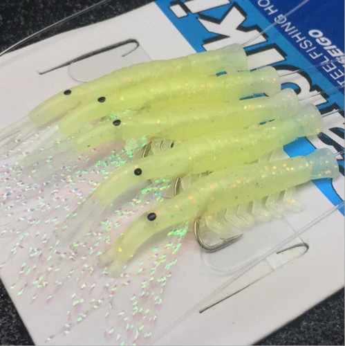 

5Pcs/bag Saltwater Fishing Lures Luminous Shrimp Sabiki Rig Baits Catching Hooks