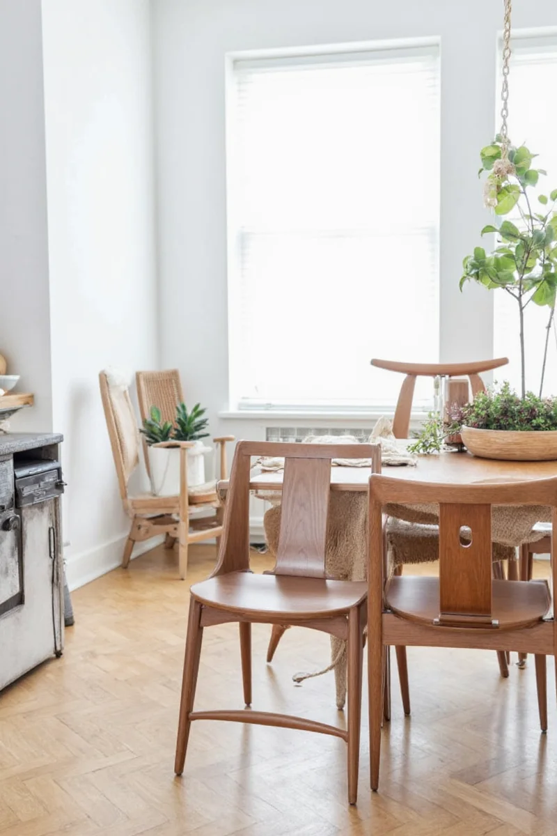 Family gathering with fold away chairs arranged around a table.