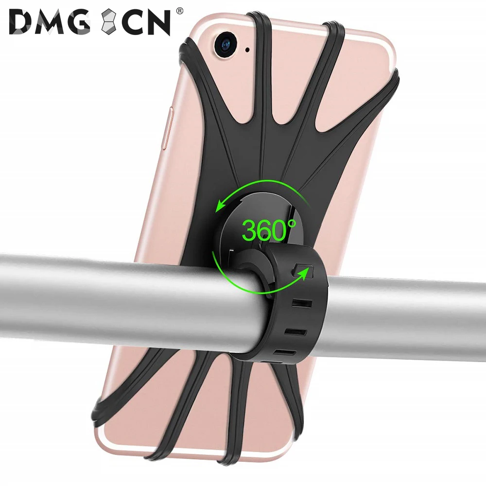 

Silicone Bicycle Phone Holder for 11 pro max 6 7 8 plus X Xr Xs for Mobile Phone Mount Band Bike GPS Clip Universal, Black
