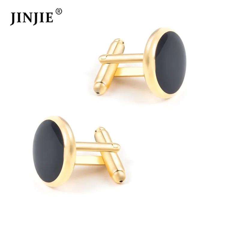 

Best selling men round black gold tone cuff links gift