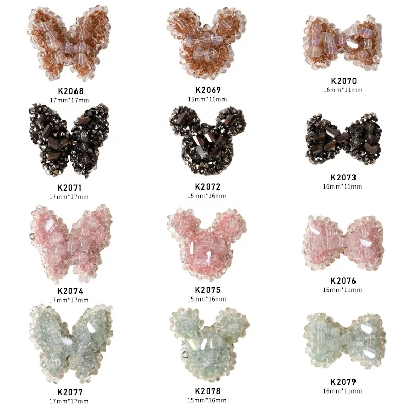 

Paso Sico Spring Design 2021 Candy New Japanese Crystal Drill Butterfly Bow Handmade Rhinestone 3D Nail Art Charms Decoration