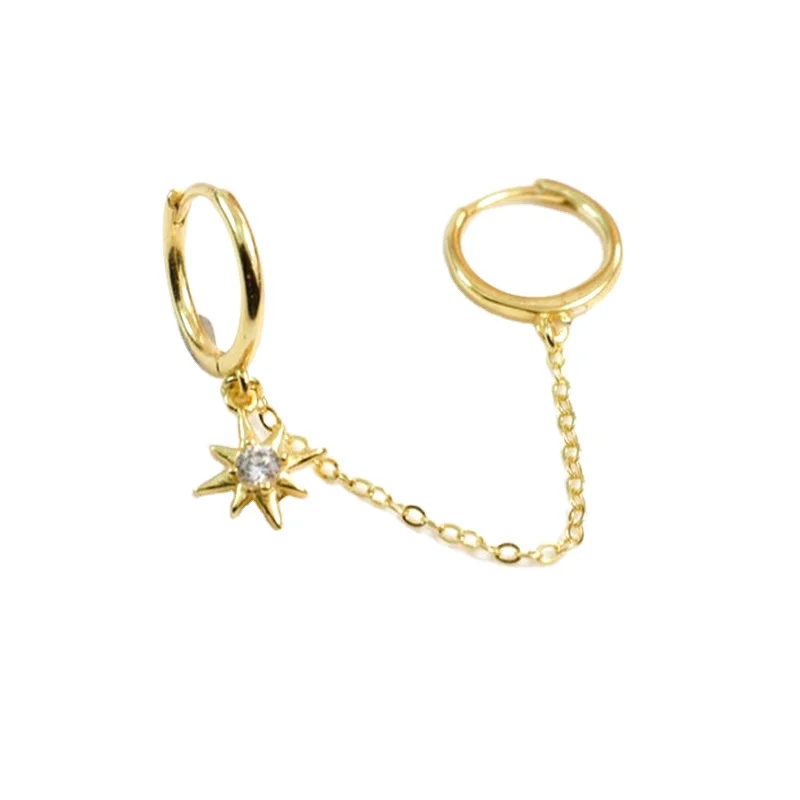 

18k Gold Plated Star Huggie Dainty 925 Sterling Silver Earring Single Piece Fashion jewelry Wholesale