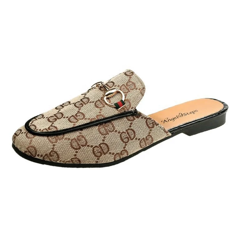 

2021 Spring Summer New Style fashion stylish all-match sexy ladies Low Heel Muller Slipper for Women, Khaki, brown