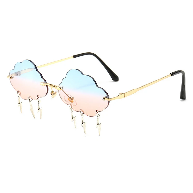 

Keloyi 2020 new arrivals Lightning pendant cloud shaped sunglasses Flame frameless Shades Colorful party Sun Glasses, 7 colors