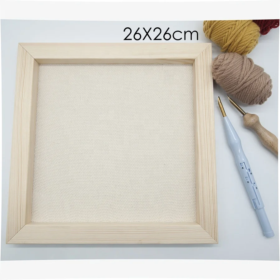 

26cm *26cm Wooden Frame with Monks Cloth fixed on the backside for Punch Needle, Picture