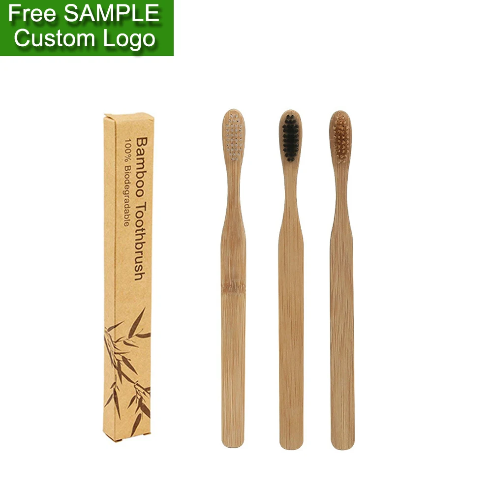 

Wholesale 100% Natural Biodegradable Organic custom rainbow bamboo toothbrush kids with free sample, Natural bamboo color