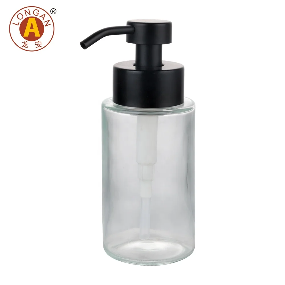 LongAn Factory Sale of Cheap Foaming Glass Big Foam Pump Bottle 500ml Glass Bottle 304 Stainless Steel Foam Pump Bottle