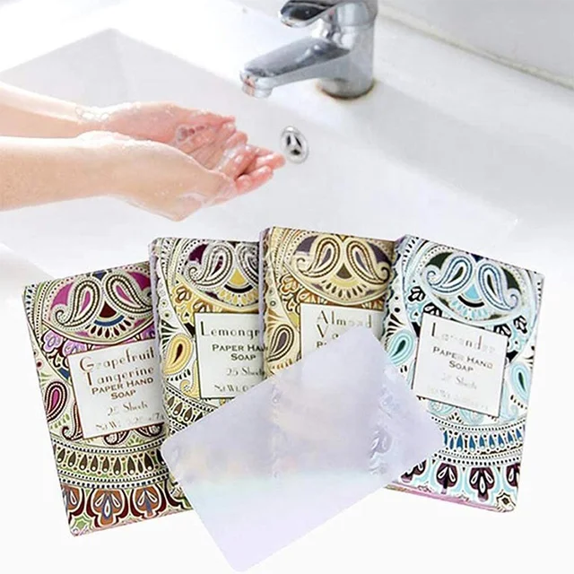 
Hot sell travel supplies portable disposable hand washing mini sheet paper soap 