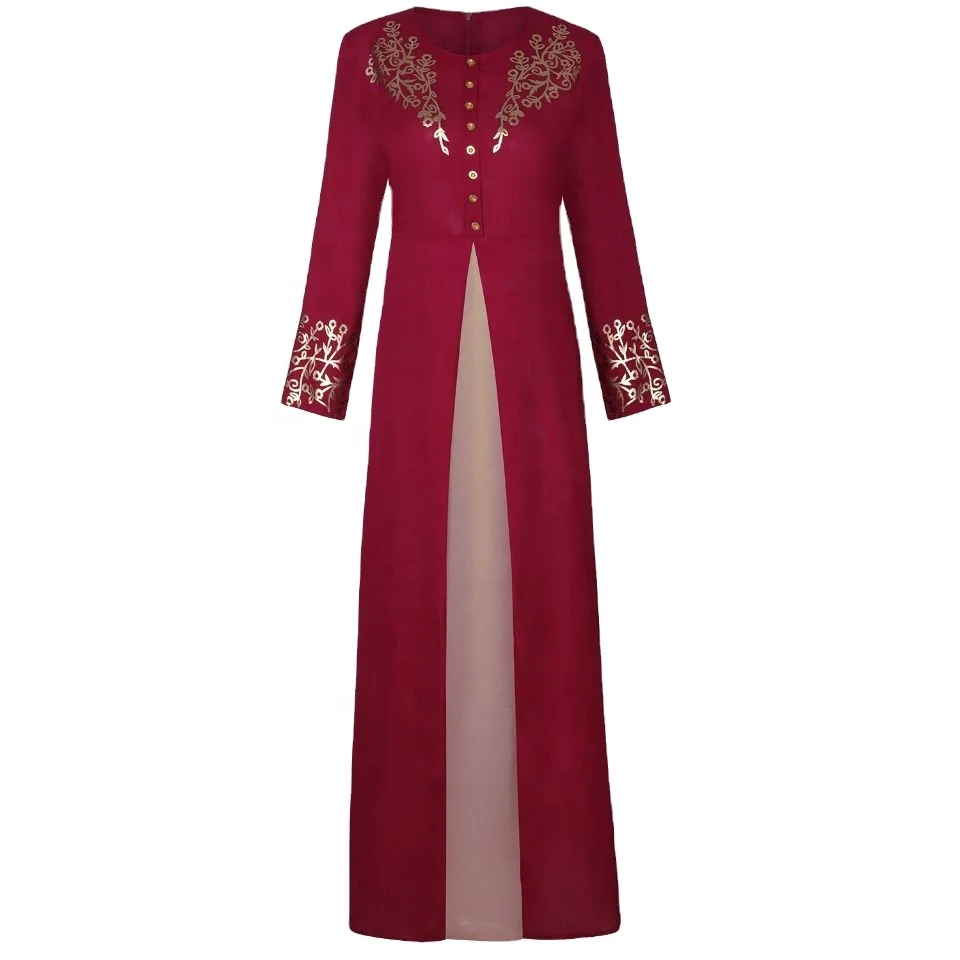 

2021 foreign trade new Muslim women's robes fashion gilding print dubai dress, 5 colors