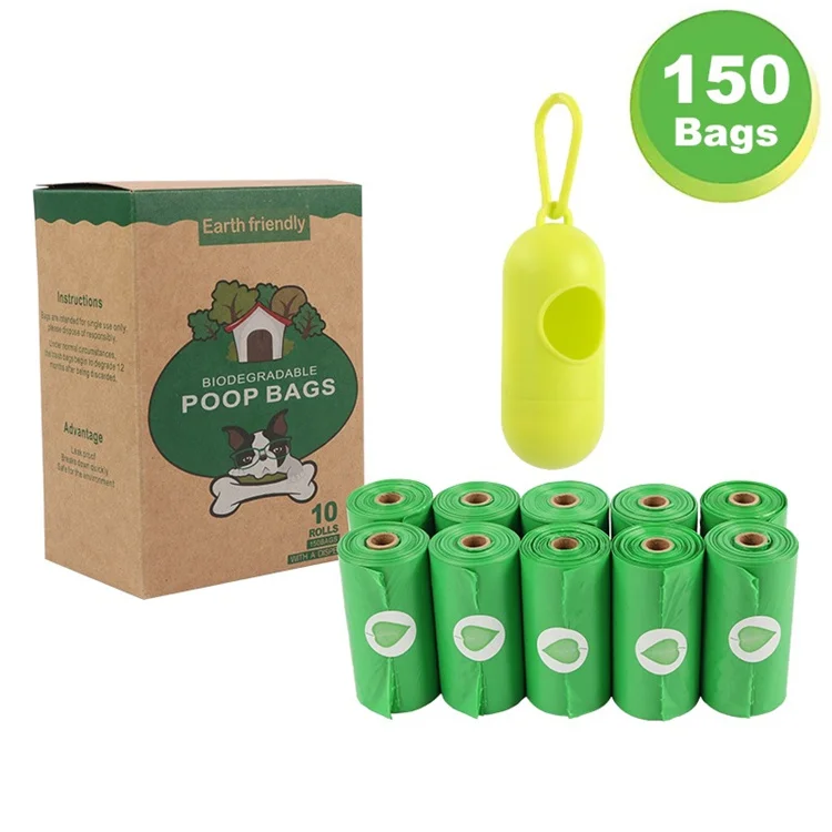 

10 Rolls 150 Count Degradable Large Waste Bags Pet Poop Bag For Doggie, Green/white/black/army green