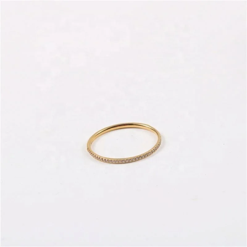 

Jewelry Dainty Crystal Pave Stainless Steel Rings for Women Diamond Rings Tarnish Free Gold Jewelry Wholesale