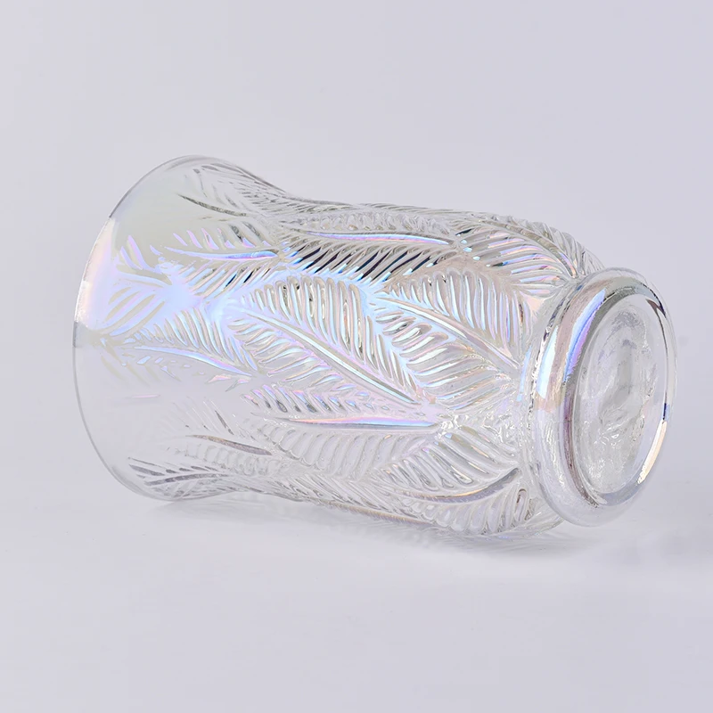 Clear leaf candle container high votive scented glass candle vessel wedding occasion handmade in bulk