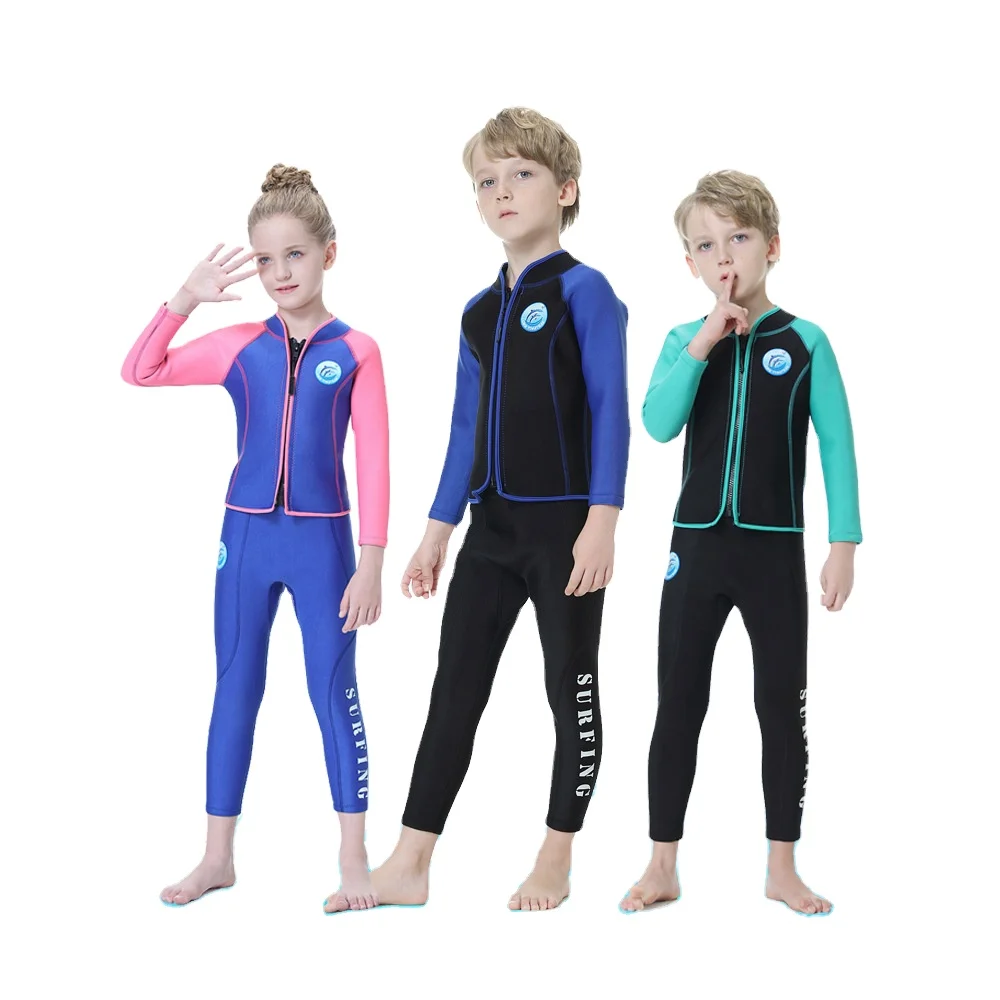 

Children's wetsuit 2.5MM split warm swimsuit boys and girls long-sleeved cold-proof snorkeling surfing jellyfish clothing R008