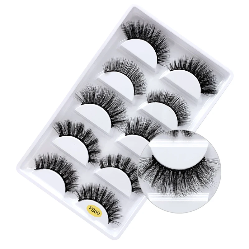 

5 Pairs 3D False Eye Lashes Faux Strip False Fake Eyelashes False Mink Eyelashes