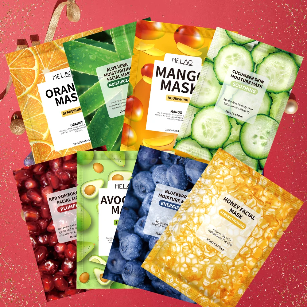 

OEM Korean Cosmetic Skincare facemask skin care organic maskss face beauty facial fruit sheet mask mascarillasl facial sheetmask, 9 color