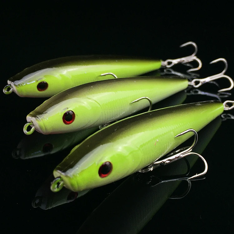 

WEIHE 9 cm freshwater saltwater green body and grey back pencil lures fishing hard bait, See details
