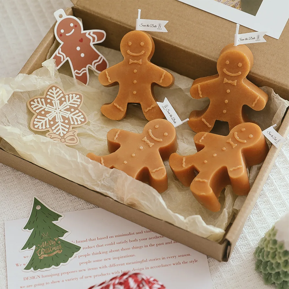 

Cute 1PC Gingerbread Man Christmas Scented Candle Aromatherapy Creative Festive Atmosphere Decoration Small Ornaments