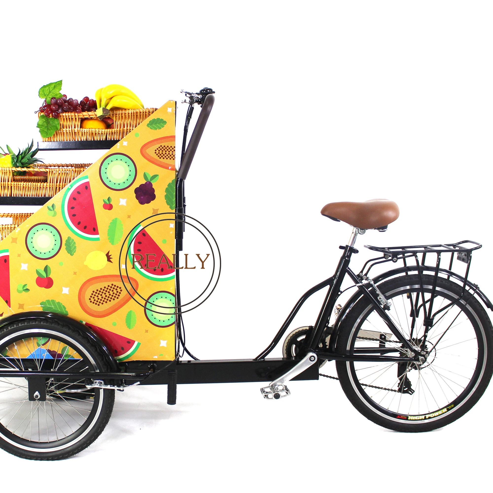 

New Style Vending Bike Rickshaw Tuktuk Motorcycle 3 Seat for Adults for Sale Candy Fruit Beverages Bike, Yellow