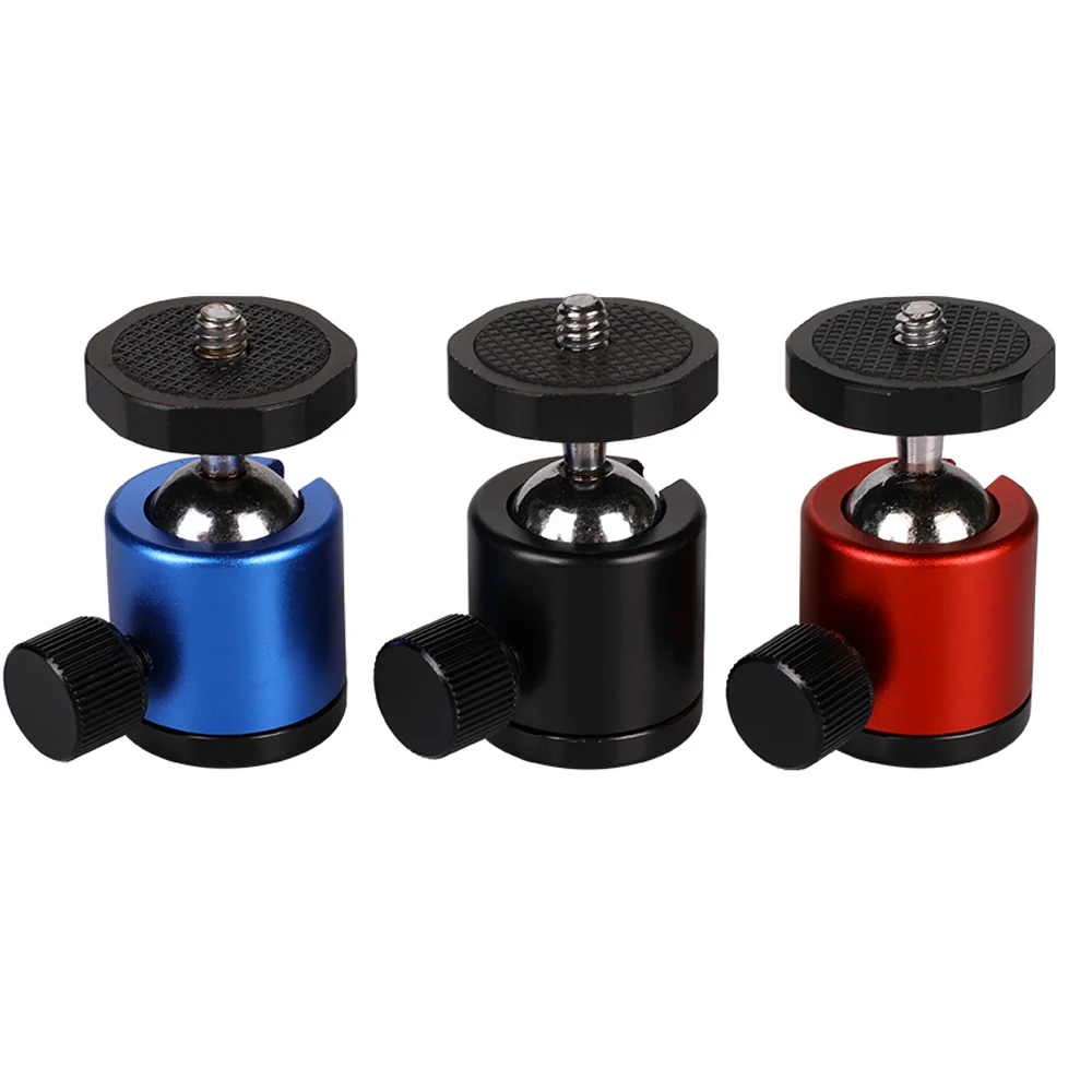 

Kaliou 360 Degree Rotation With 1/4" Screw Thread Base Mini Colorful Ball Head Adapter For DSLR Camera LED, Black/blue/red