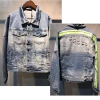 

OEM private label men custom stock dropshipping blue track printed mens denim jacket