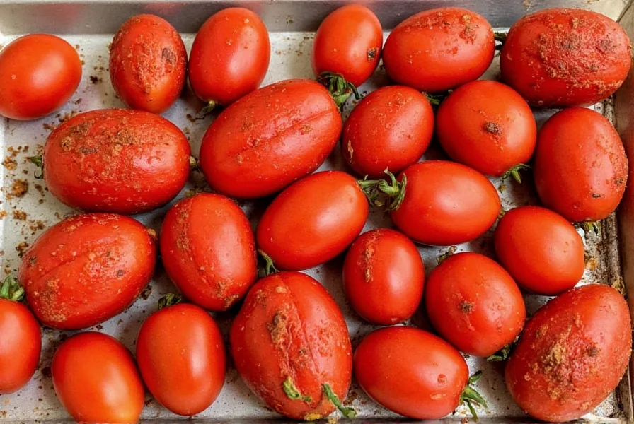 Halved tomatoes ready for roasting