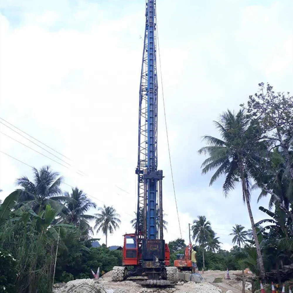 
Crane Pile Driver mounted diesel pile hammer and pile leader 
