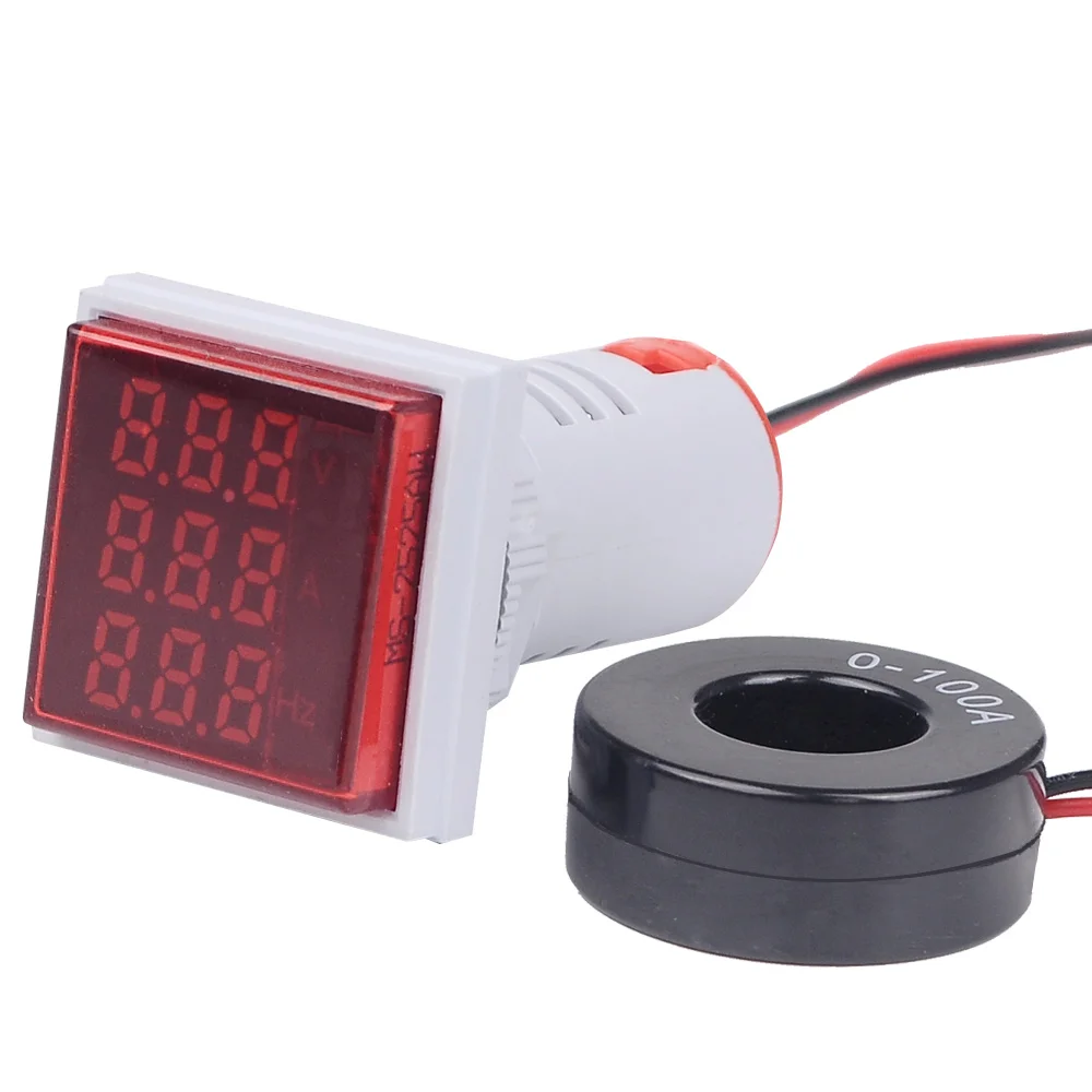 Digital Led Volt Hz Ac Ammeter Voltmeter Current Frequency Voltage Indicator Meter Tester