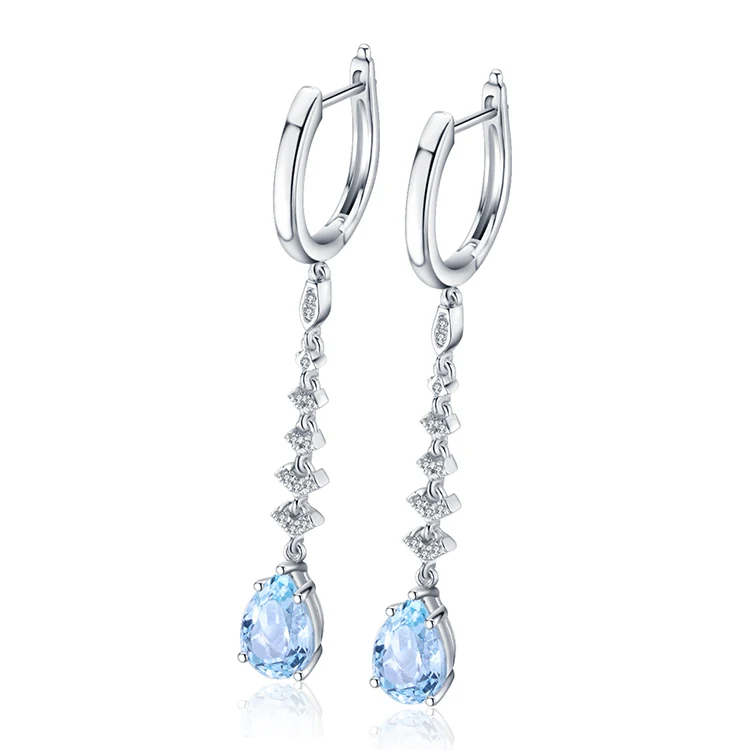 

Anster Aquamarine Gemstone Drop Earrings Jewellery Handmade 925 Sterling Silver Earrings