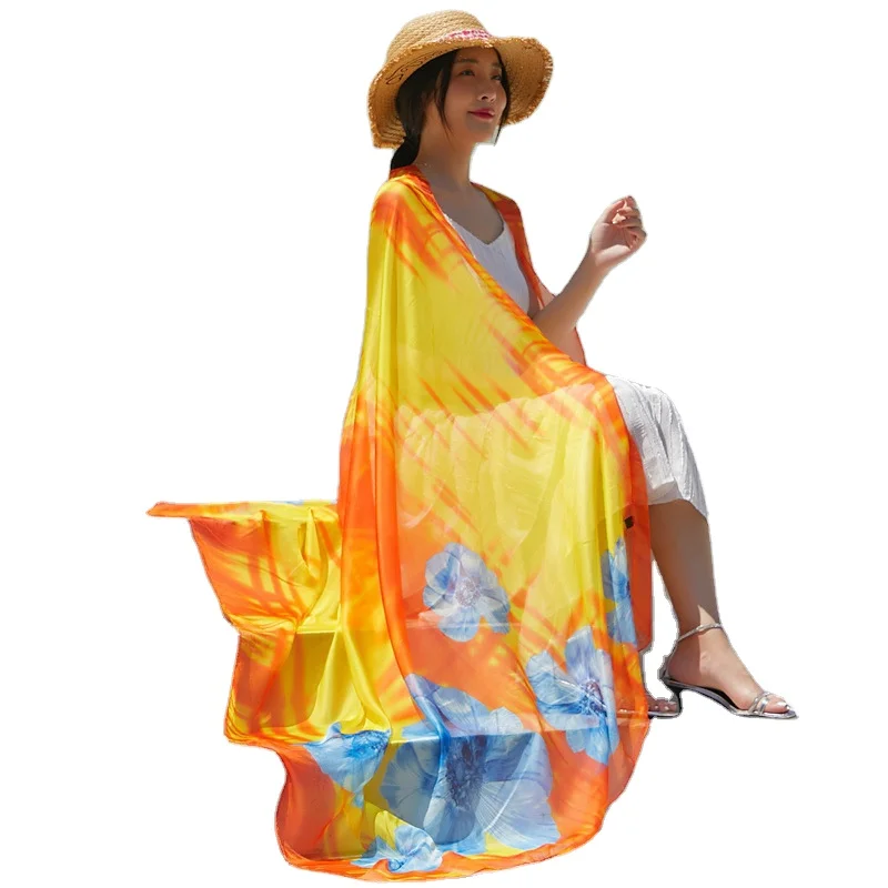 

MIO Trendy Design Fashion Chiffon Shawl Large Floral Printed Hawaiian Sarong Beach 195 x 135 Cm Bikini Cover Up Beach Wrap, 20 colors in stock