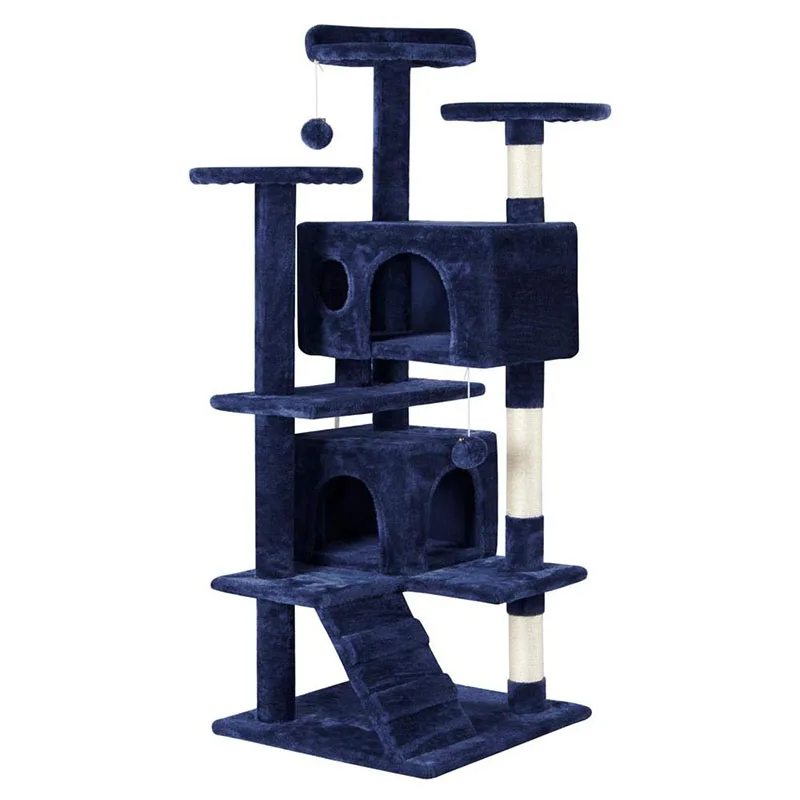 

51in Tower Condo Furniture Scratch Post for Kittens Pet House Play cat tree custom scratcher, As photo show