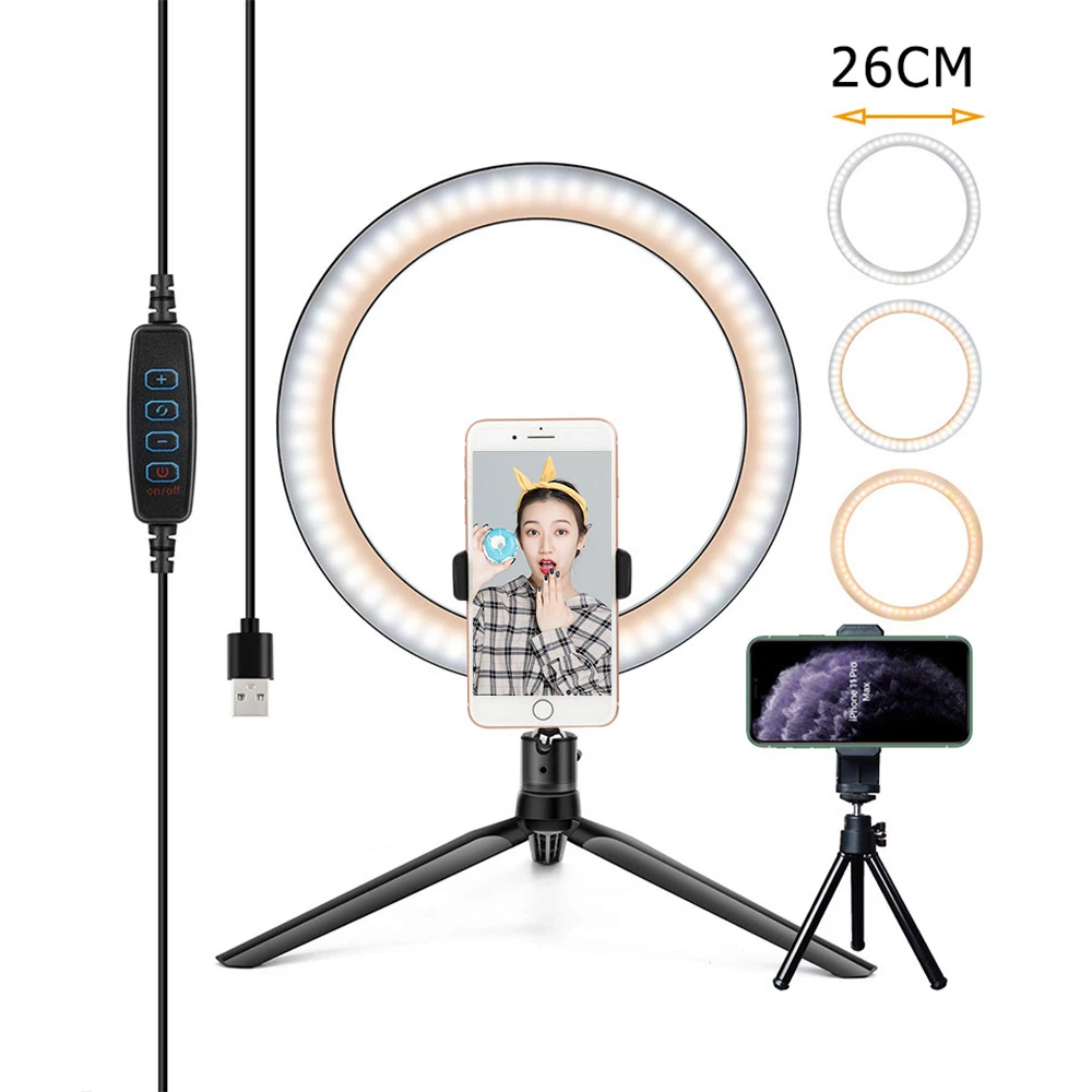 

Anillo de Luz Led 10 Pulgadas con Tripode 26 CM Ringlight LED 10 inch Ring Light with Tripod for Tiktok