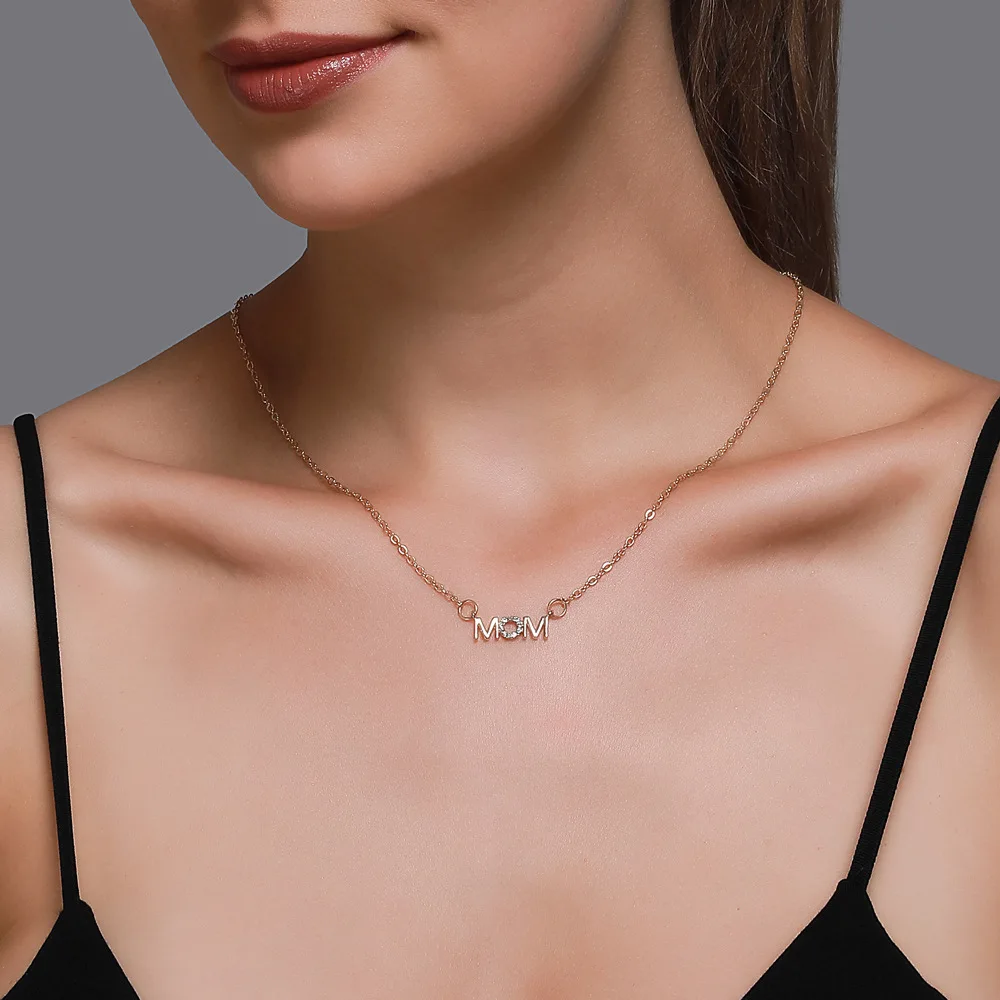 

Mother's Day necklace simple all-match English alphabet necklace mom pendant collarbone chain creative holiday gift, Gold/silver