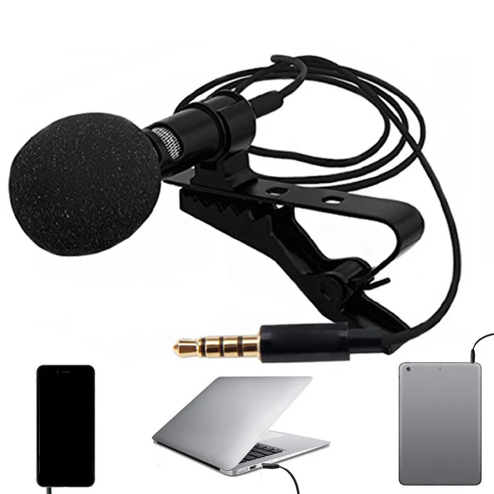 

Amazon for live Interview karaoke 35mm recording portable youtube usb studio condenser clip lapel microphone lavalier for phone, Black