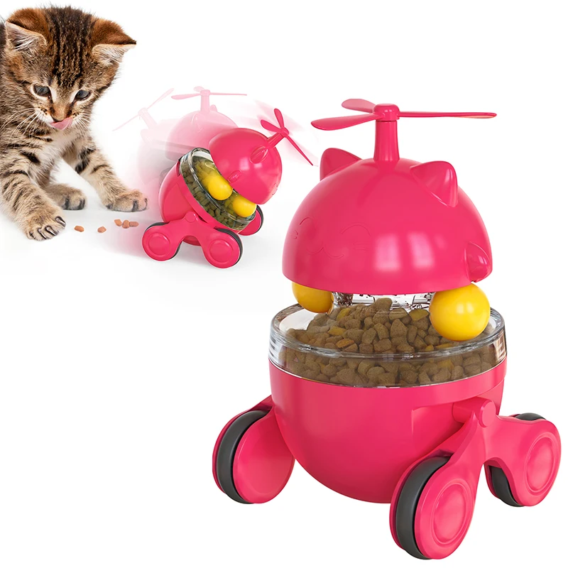 

New product pet leaking food funny cat car Automatic pet auto cat feeder, Green,yellow,blue,red