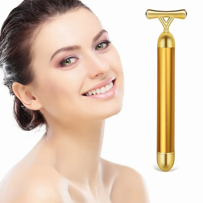 

Handheld Beauty Device Vibrating Face Massager 24K Gold Energy Bar for Skin Care Face Lift