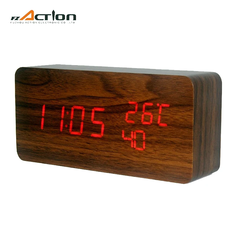 

Table Clock Digital Alarm Clock Home Decorative Small Led Wooden Clock