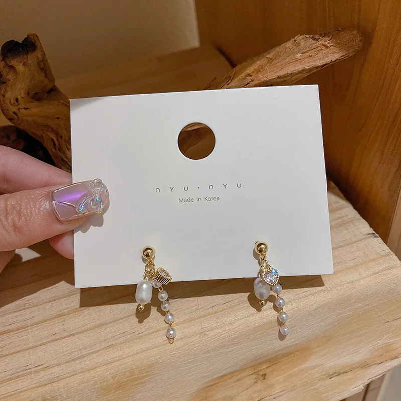 

fashion trendy wholesale pearl heart drop dangle earrings
