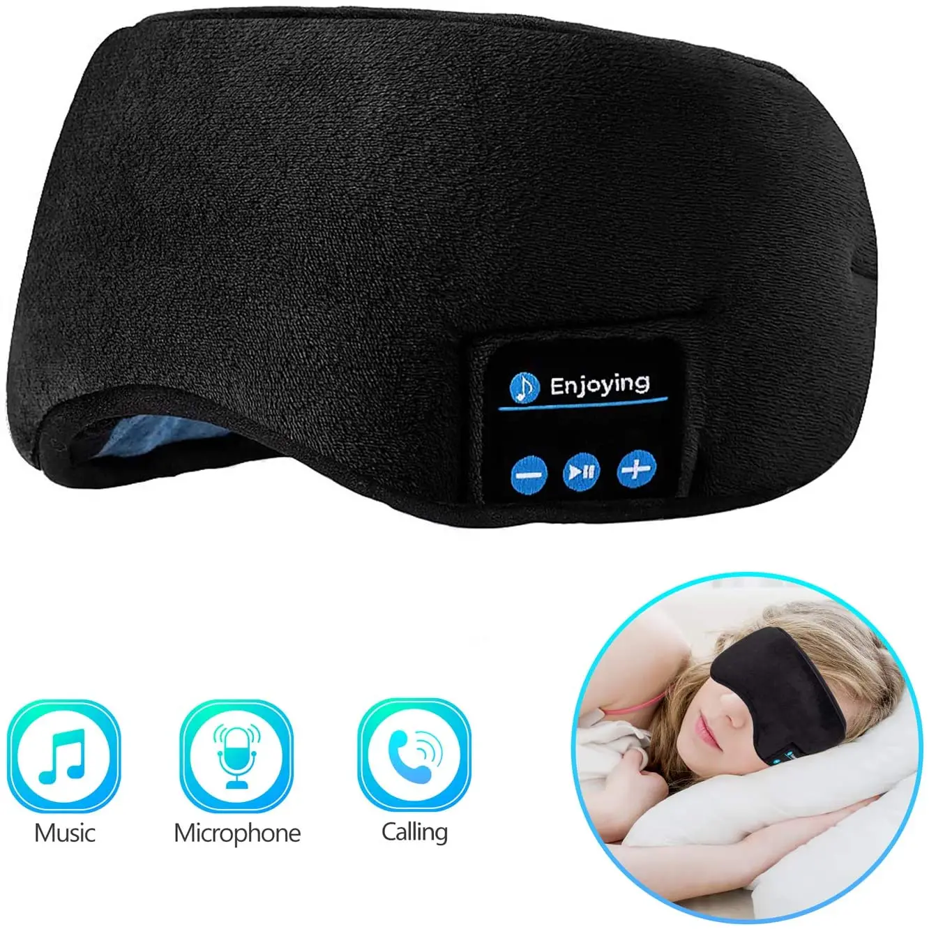 

2021 Hot selling new electric eye sleep mask with headphones sleeping eye mask with headphones, Customized color