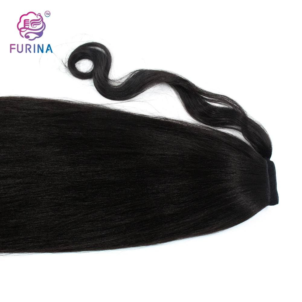 

2020 Top Sell Synthetic Yaki Straight Ponytail Hair Piece Afro Kinky Curly Ponytail with Nylon Tape For Black Women, Pure colors are available