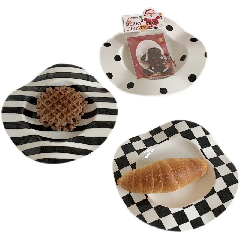 

Solhui Nordic Black and white wave dinner plate underglazed ceramic dessert plates