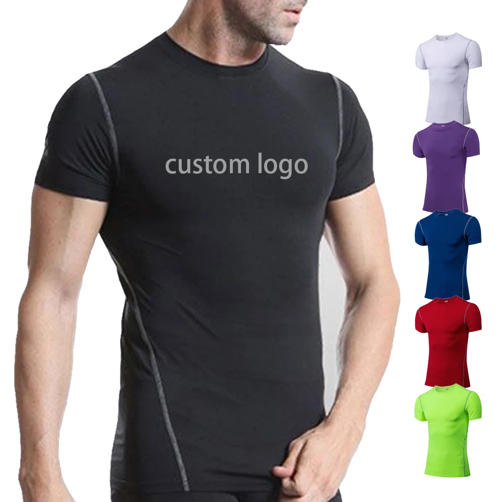 
Custom sublime print no logo solid neon color white grey blue gym wear training athletic work men running t shirt without label 