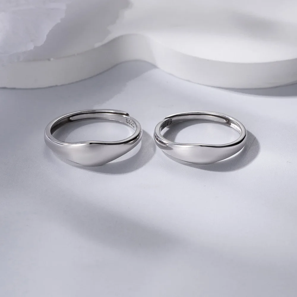 

Luxury Simple Design Adjustable Love Promise Engagement 925 Sterling Silver Couple Rings