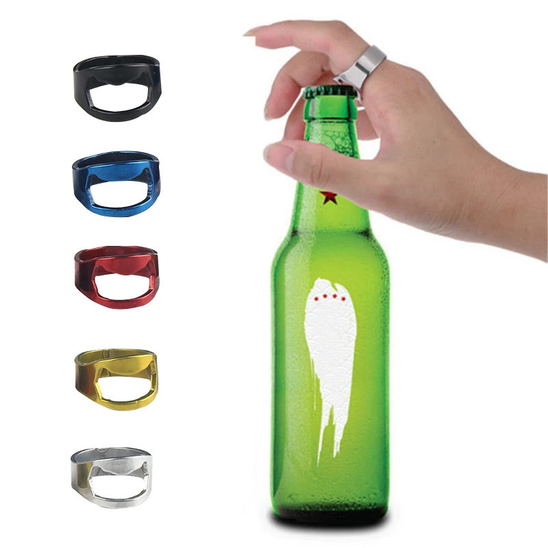 

Portable Mini Ring Beer Bottle Opener Stainless Steel Finger Ring shape Bottle Beer Cap Opening Remover Kitchen Bar Tools