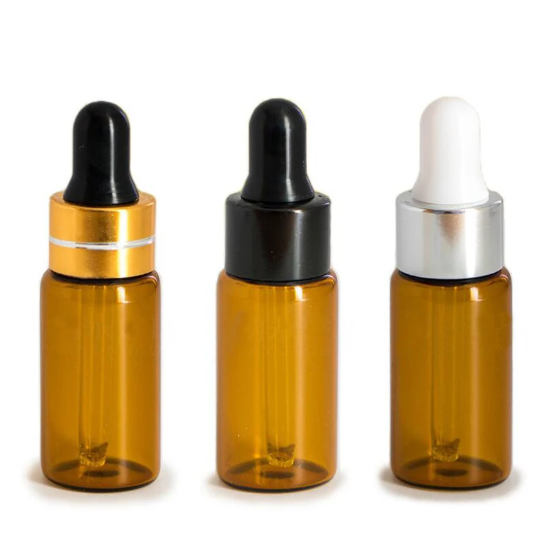 1ml 2ml 3ml 5ml Small Mini Amber Clear Glass Dropper Bottle Essential Oil Cosmetic Sample Bottle 5357