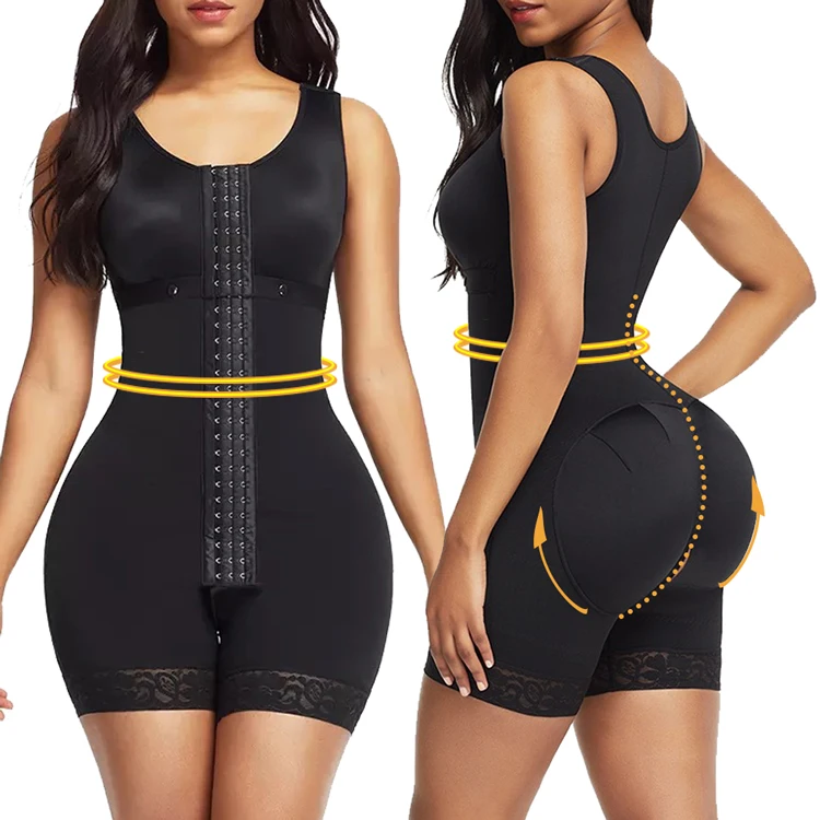 

Factory Supplier Women Front breasted tummy controllo shaping corset body shaper slim but lift Full BodyShaper, Black ,skin