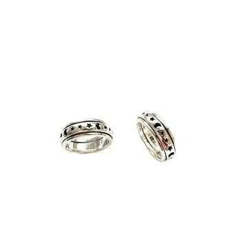 

Black Enamel 925 Sterling Silver Star Moon Rotatable Ring, As pictures