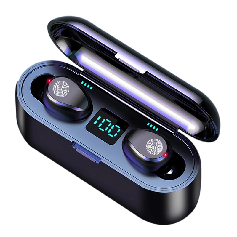 

Hot Selling 8D Stereo 2000Mah BT F9 True Wireless Earphones LED Display Earphones Headphones